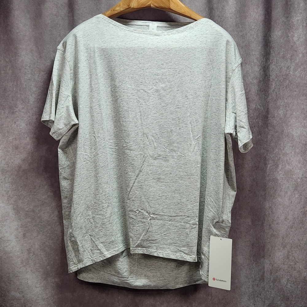 Lululemon Back In Action Short Sleeve T-Shirt Heathered Core Grey 10 Oversized